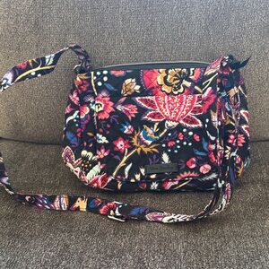 Vera Bradley Vibrant Floral Crossbody Bag - Black and Pink